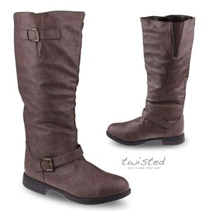 Twisted Women's Amira Wide Calf Knee-High Riding Boots (brown)